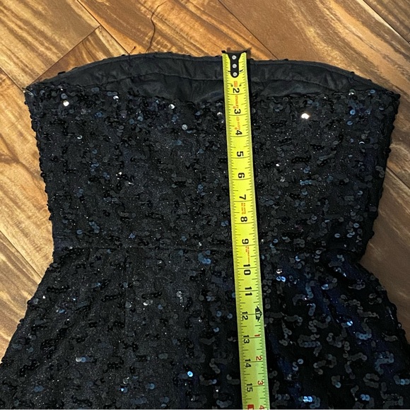 vtg Strapless Sequin Wiggle Dress w Thigh Split - Picture 10 of 12